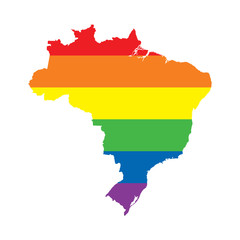 Obraz premium Brazil LGBTQ gay pride flag map