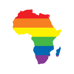 Obraz premium Africa LGBTQ gay pride flag map