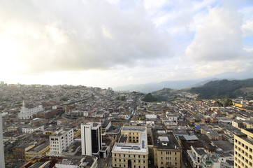  aerial panorama of downtown Manizales Colombia