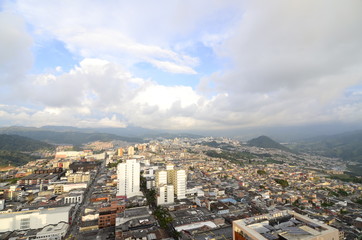 Fototapeta na wymiar aerial panorama of downtown Manizales Colombia