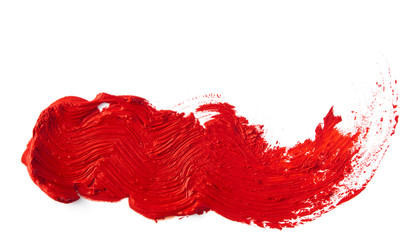 red paint artistic dry brush stroke.