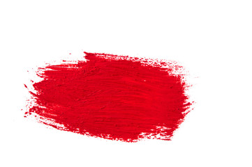 red paint artistic dry brush stroke.