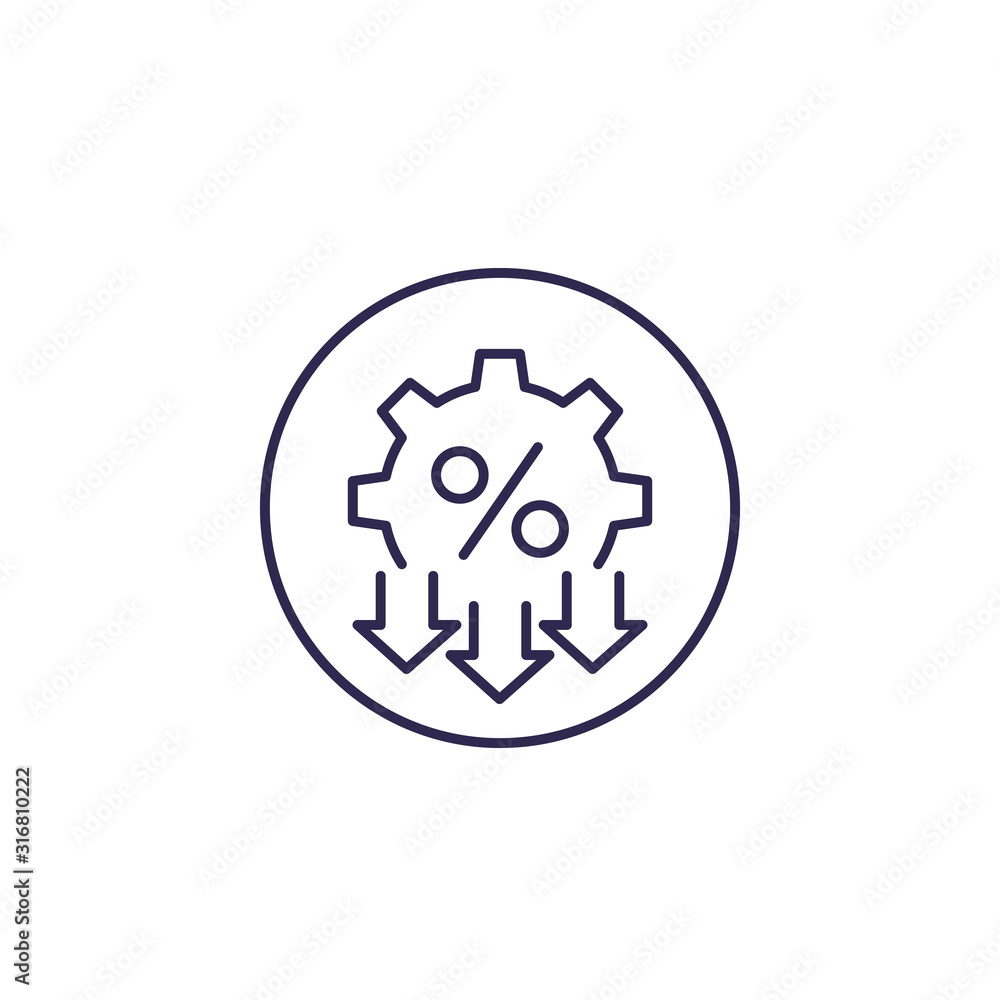 Poster cost optimization and efficiency, vector line icon