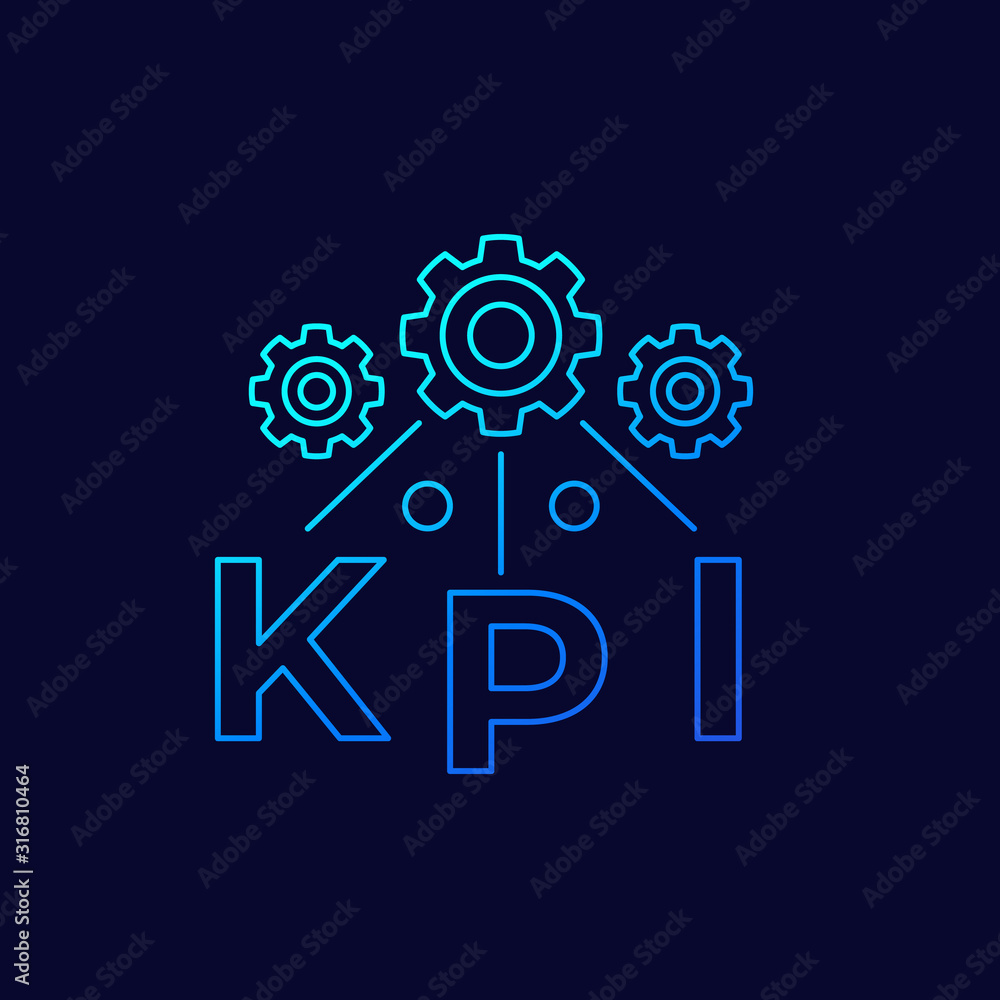 Poster kpi, vector linear icon with gradient
