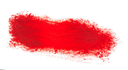 red paint artistic dry brush stroke.