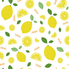 Citrus pattern. Lemon. Seamless pattern background. Lemones texture vector.