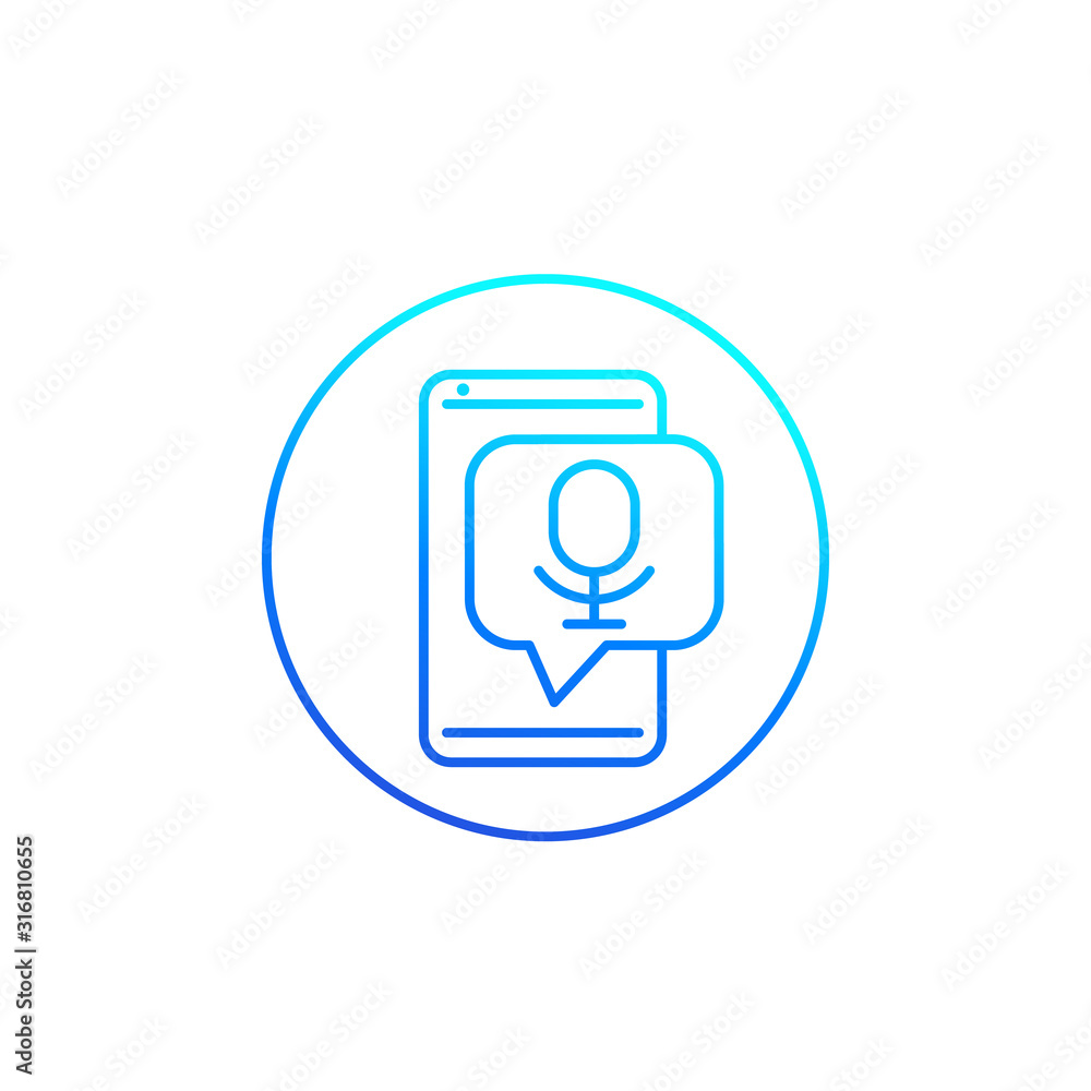 Poster speech recognition app vector line icon