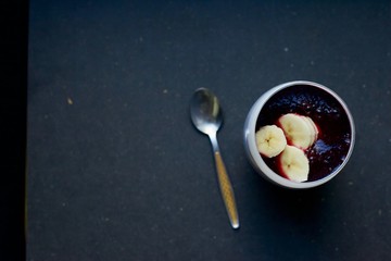 tasty blueberry and spinach smoothie with banana