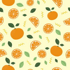 Citrus pattern. Orange. Seamless pattern background. Oranges texture vector.