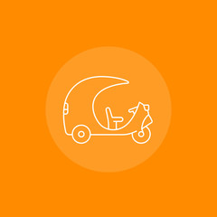 Tuk Tuk taxi vector linear icon, side view
