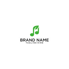Note music logo with merging of leaves in it