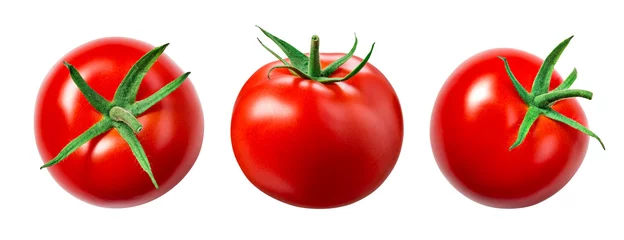 Foto op Canvas Tomato isolate. Tomato on white background. Tomatoes top view, side view. With clipping path. © MarcoFood