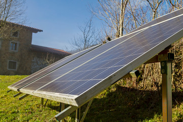 Solar panels outside a farmhouse in Gipuzkoa, Spain