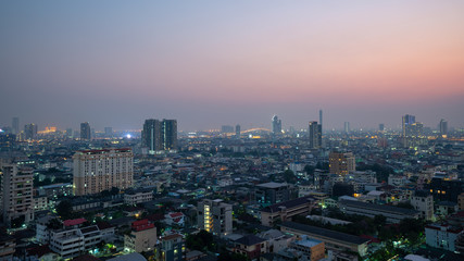 Naklejka na ściany i meble Air Pollution With Dust PM 2.5 In Bangkok Thailand On January 15, 2020