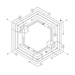 Engineering drawing of future technologies .Techno linear geometric design.Computer aided design systems.Industrial Technology Banner.Vector illustration .