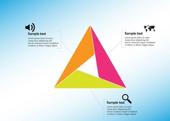 Triangle infographic template consists of three sections