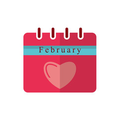Valentine icon. Love calendar flat icon.
