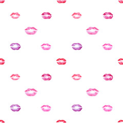 Watercolor seamless pattern with female lips.