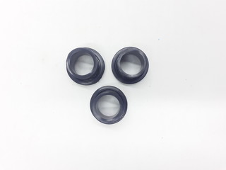 Black Industrial Machinery Flexible Rubber Seal for Liquid Treatment Pipe Device in White Isolated Background