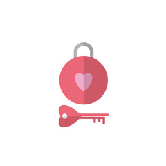 Valentine icon. Security heart flat icon.