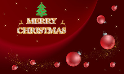 Design background Merry Christmas with Christmas balls toys. vector illustration.
