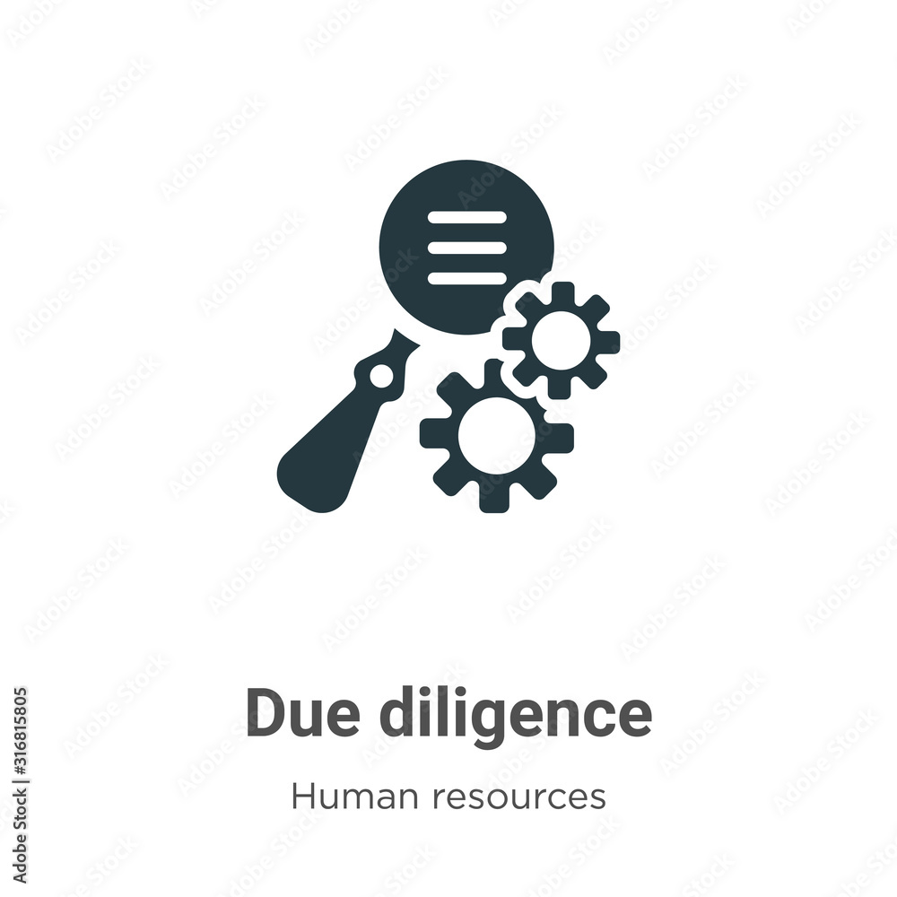 Poster due diligence glyph icon vector on white background. flat vector due diligence icon symbol sign from