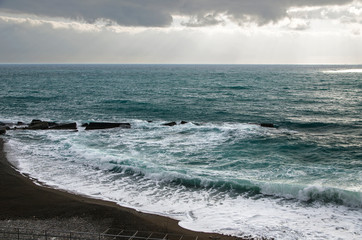 Surf on the Black Sea in winter