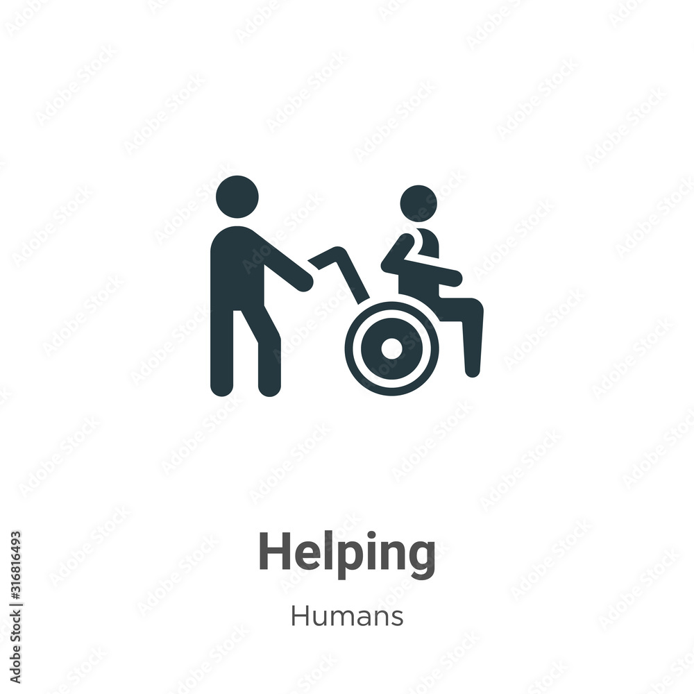 Poster helping glyph icon vector on white background. flat vector helping icon symbol sign from modern huma