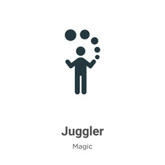 Juggler glyph icon vector on white background. Flat vector juggler icon symbol sign from modern magic collection for mobile concept and web apps design.