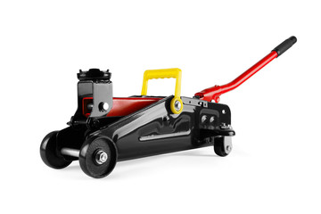 Fototapeta premium Hydraulic floor jack isolated on white background