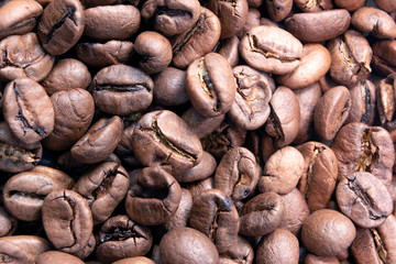 Coffee beans / Coffee break concept. / Roasted coffee beans background / Close up