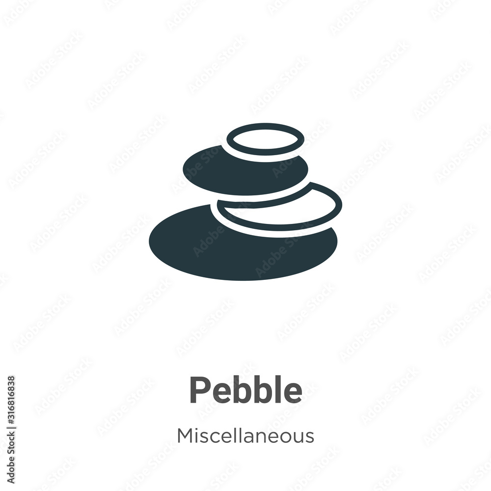 Poster pebble glyph icon vector on white background. flat vector pebble icon symbol sign from modern miscel