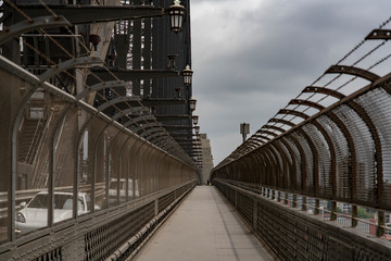 Pedestrian Walkway Sydney Harbour Bridge, Fenced path with nobody, Sydney Australia.