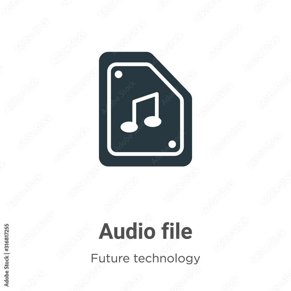 Poster audio file glyph icon vector on white background. flat vector audio file icon symbol sign from moder