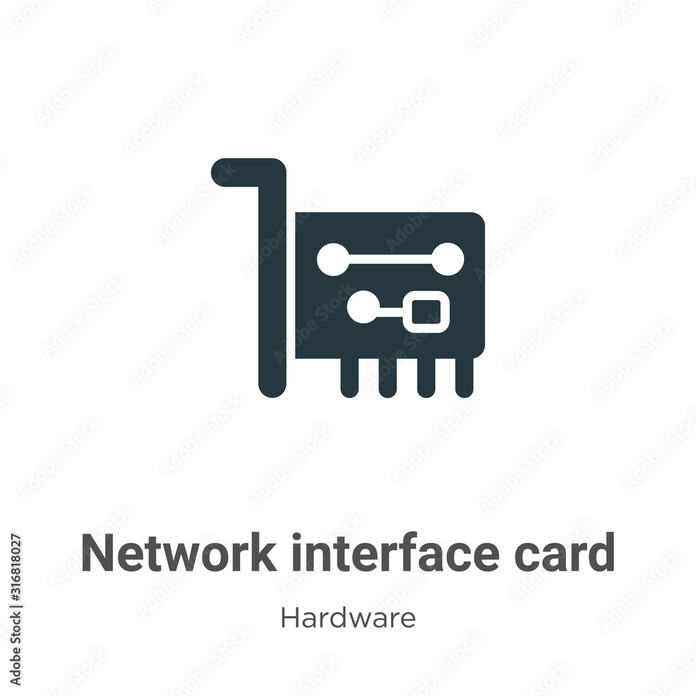 Poster network interface card glyph icon vector on white background. flat vector network interface card ico