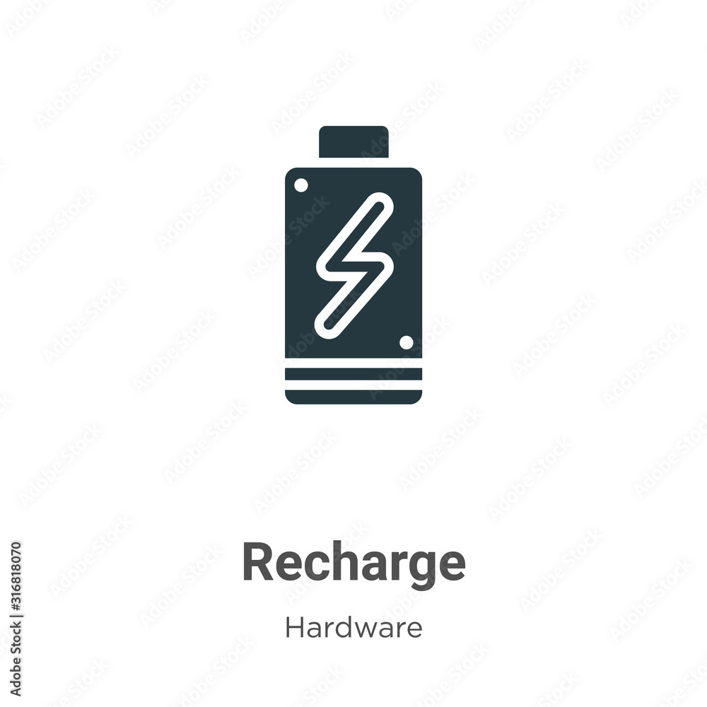 Poster recharge glyph icon vector on white background. flat vector recharge icon symbol sign from modern ha