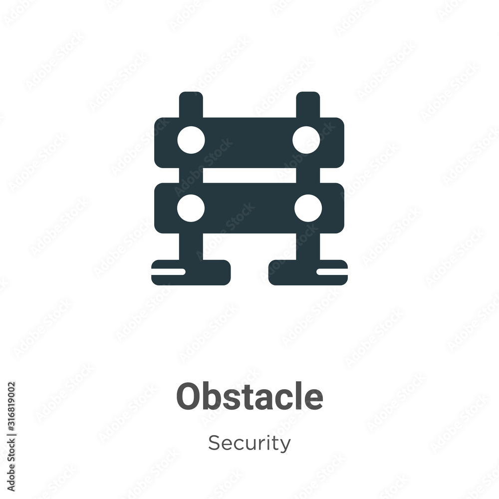 Poster obstacle glyph icon vector on white background. flat vector obstacle icon symbol sign from modern se