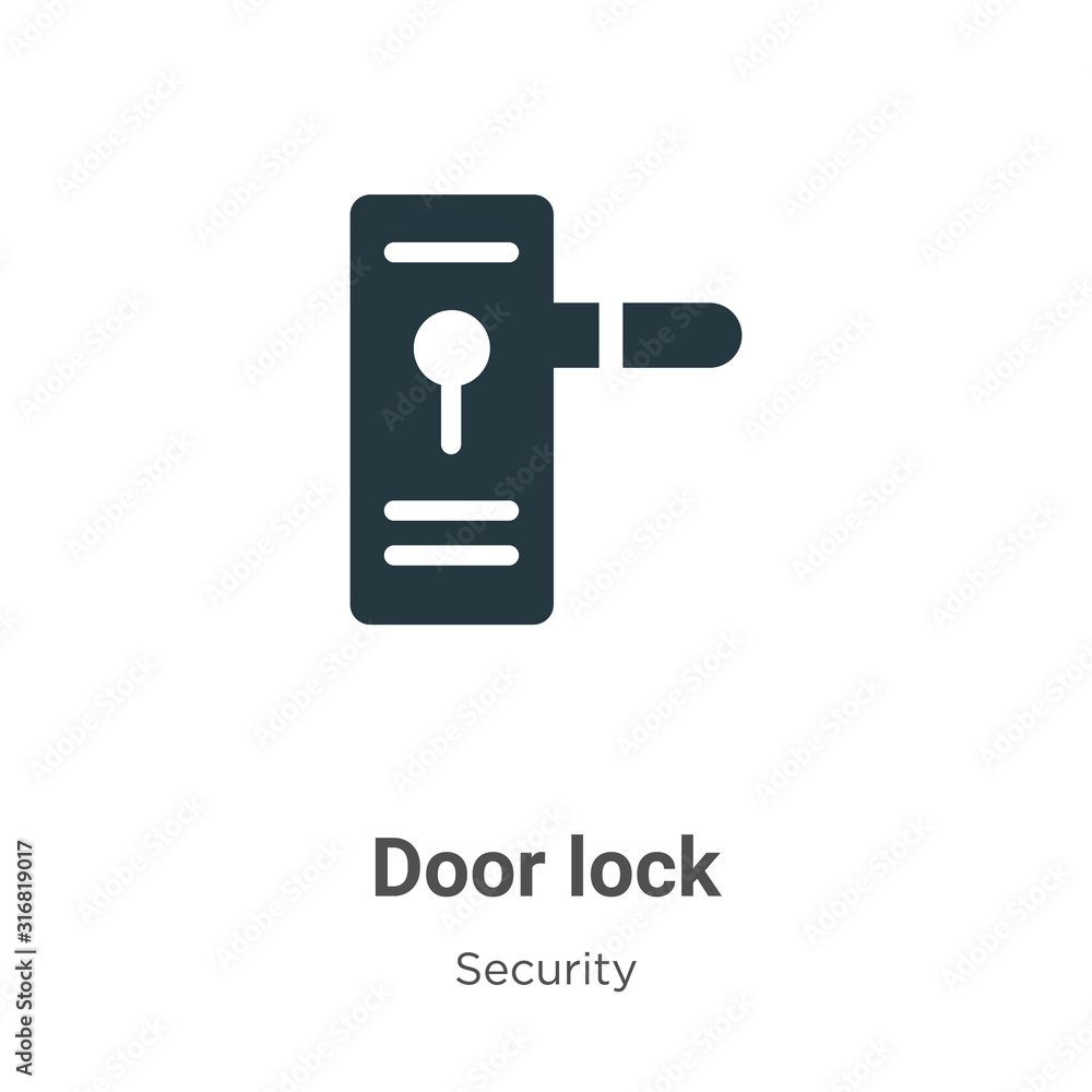 Poster door lock glyph icon vector on white background. flat vector door lock icon symbol sign from modern 