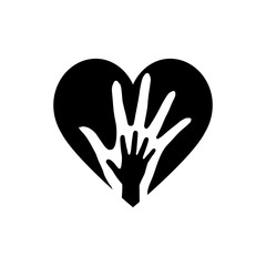 Hand of Mother and Child in the Heart Icon. The Element of Orphanage Emblem or Family Sign. Detailed Hand of Mother and Child in Heart Icon Can be Used for Web or Mobile App on White