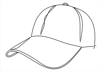 Drawing one continuous line. Baseball cap. Linear style