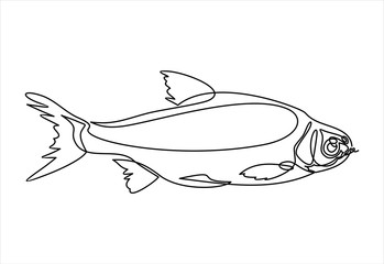 One line fish design silhouette. Logo design. vector illustration.