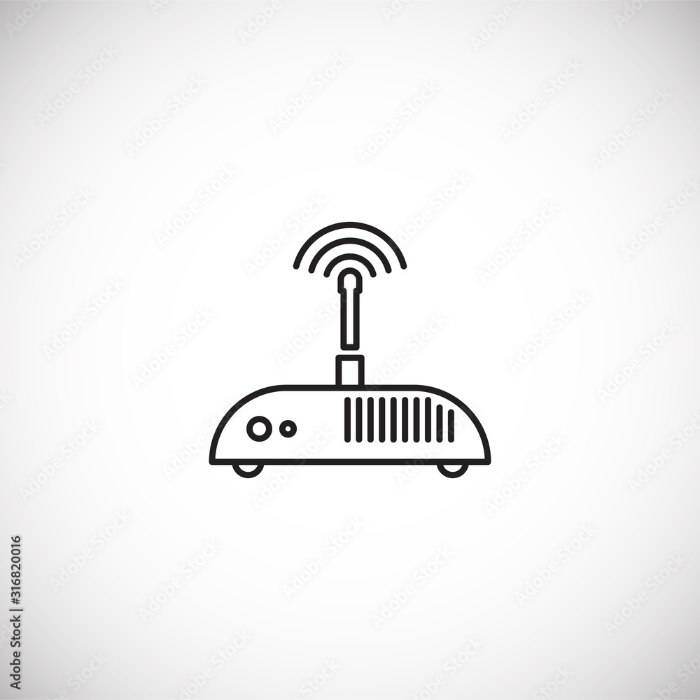 Poster technolgy related outline icon on background for graphic and web design. simple illustration. intern