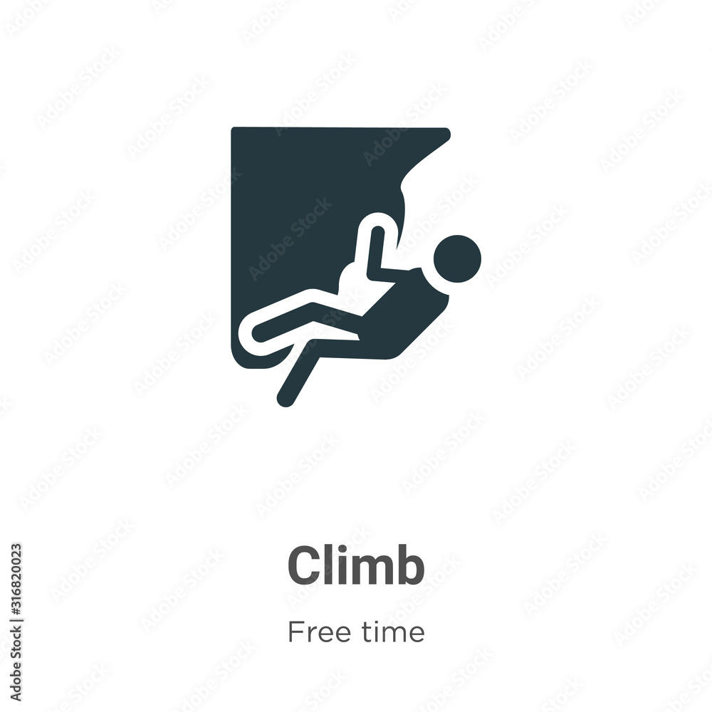 Aufkleber climb glyph icon vector on white background. flat vector climb icon symbol sign from modern free tim