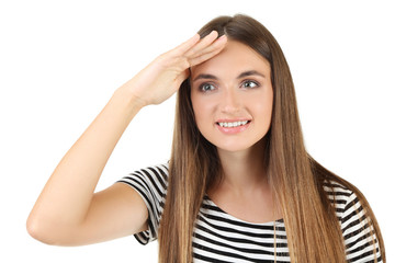 Young woman isolated on white background