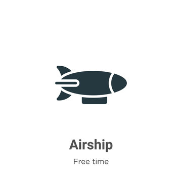 Airship glyph icon vector on white background. Flat vector airship icon symbol sign from modern free time collection for mobile concept and web apps design.