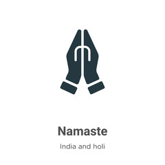 Namaste glyph icon vector on white background. Flat vector namaste icon symbol sign from modern india and holi collection for mobile concept and web apps design.