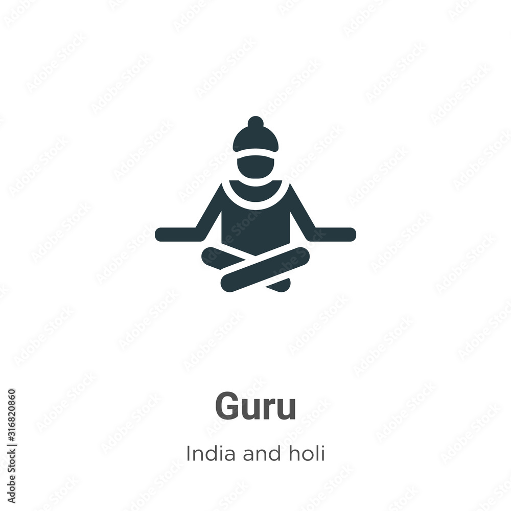 Poster guru glyph icon vector on white background. flat vector guru icon symbol sign from modern india coll