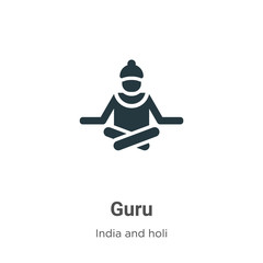 Guru glyph icon vector on white background. Flat vector guru icon symbol sign from modern india collection for mobile concept and web apps design. - obrazy, fototapety, plakaty