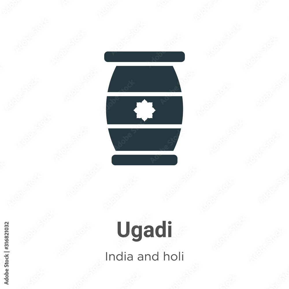 Poster ugadi glyph icon vector on white background. flat vector ugadi icon symbol sign from modern india co
