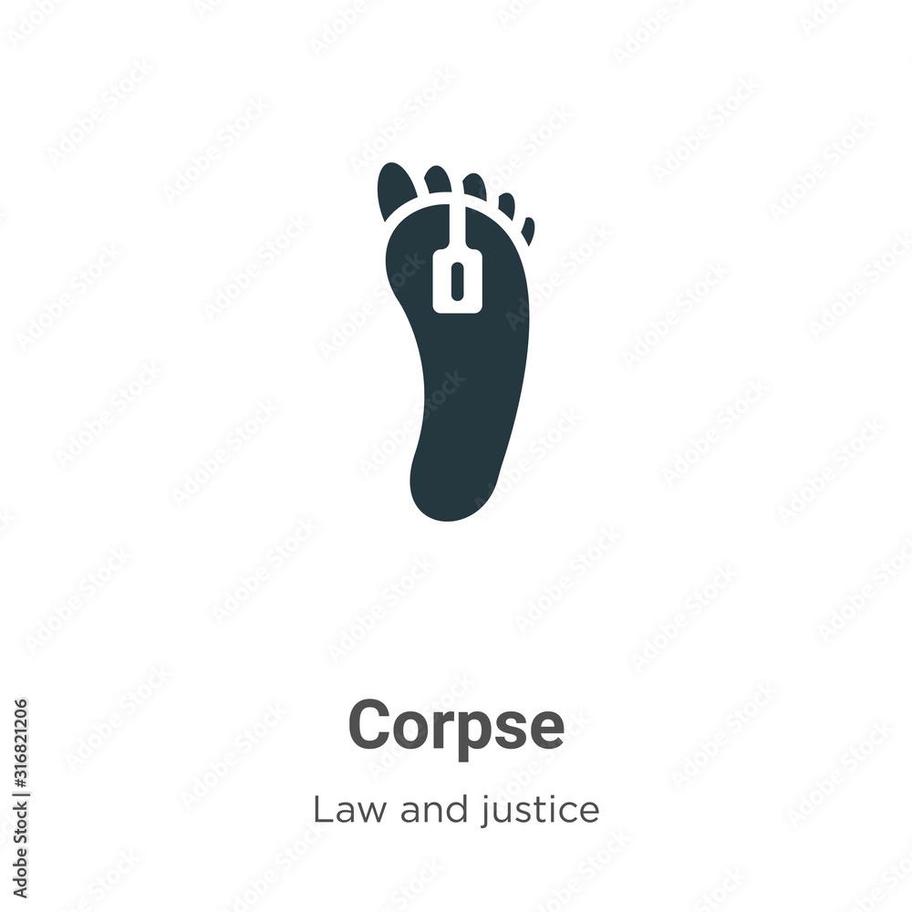 Poster corpse glyph icon vector on white background. flat vector corpse icon symbol sign from modern law an